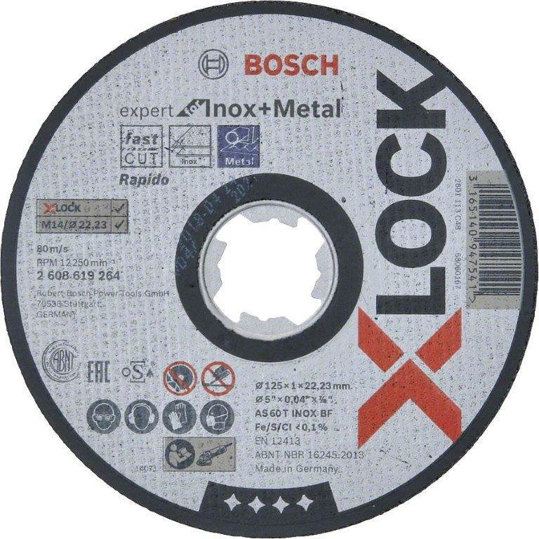 Metalo pjovimo diskas BOSCH X-Lock, 125 x 1,0 x 22,23 mm, AS 60 T INOX BF