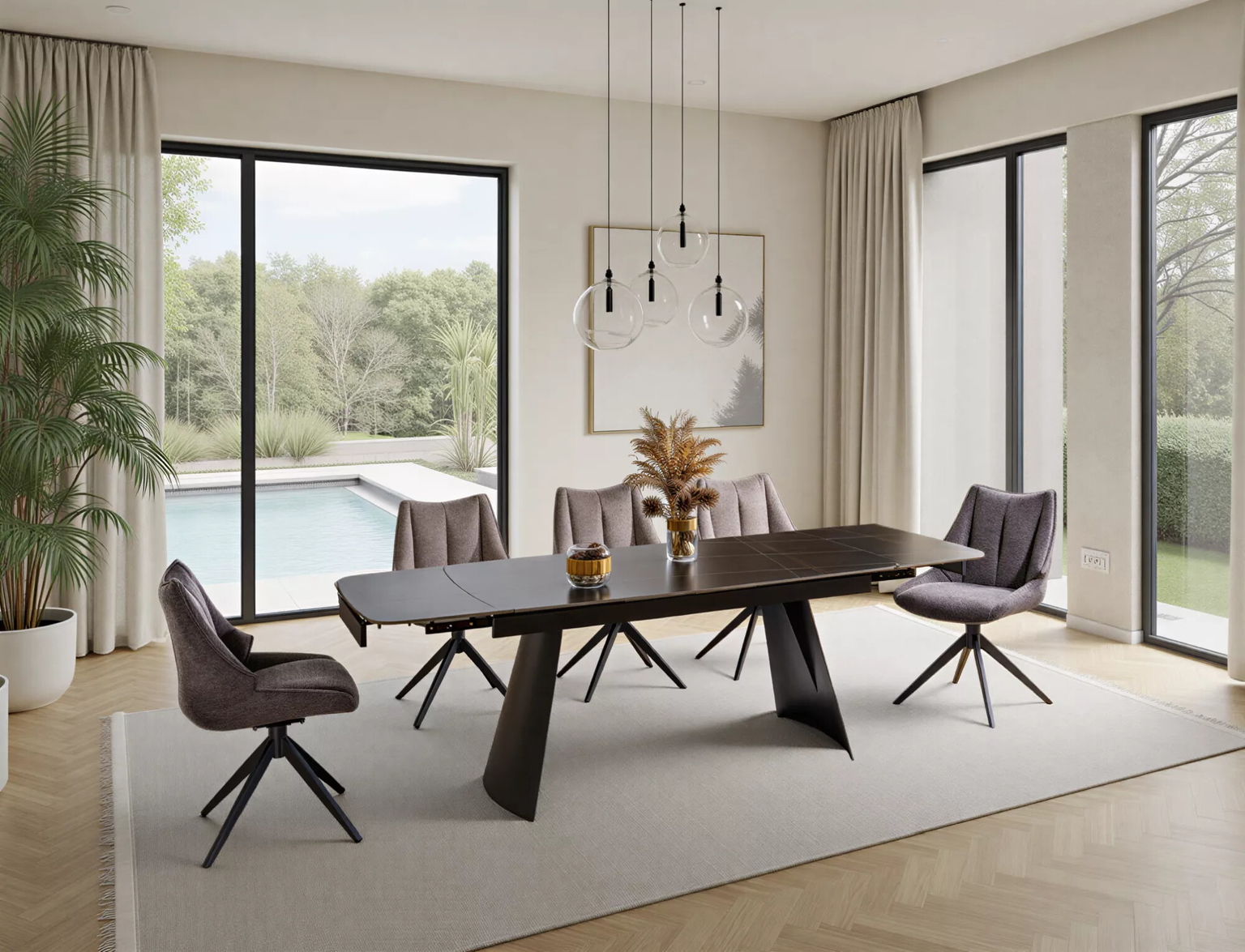 Valgomojo stalas Bacardi, 160-240 x 90 cm, juoda - 8