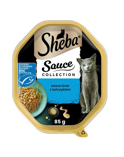 Konservuotas kačių ėdalas SHEBA Tray, su tunu, 85 g-0