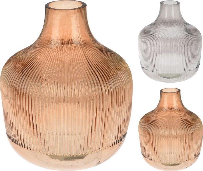 Stiklinė vaza, oranžinės/šv. pilkos sp., 20x23 cm