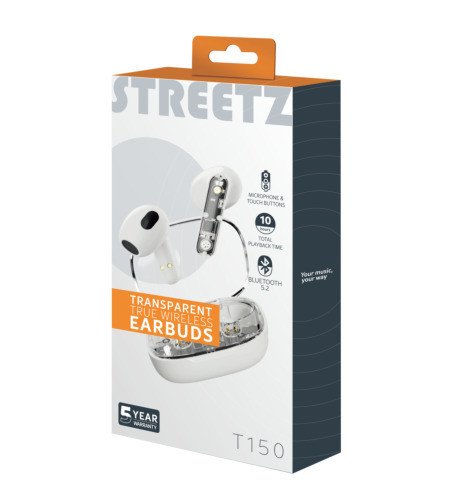 Belaidės ausinės STREETZ T150-WHT, baltos sp. - 5