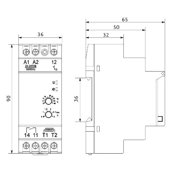 Termo relė, NTC sensorius, -5/+40°C , LED indikatorius, IP20, 24-240V, AC/DC, 50/60 Hz-1