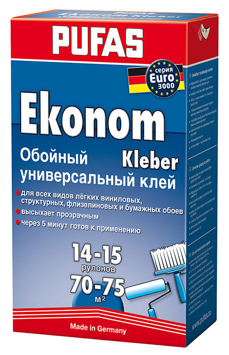 Universalūs tapetų klijai PUFAS EKONOM EURO 3000, 500 g-0
