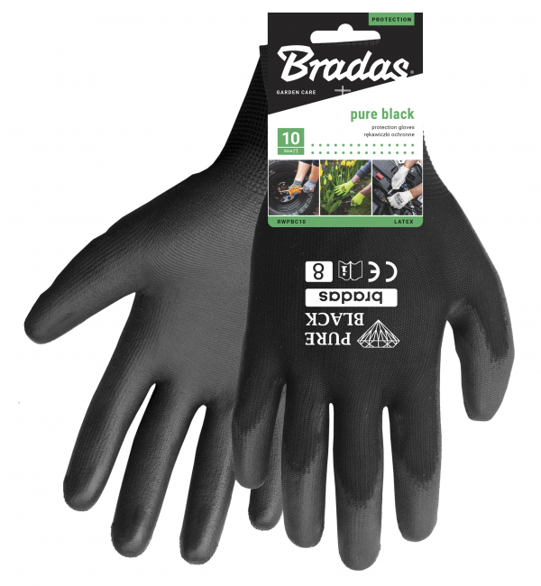 Sodo ir darbo pirštinės Bradas PURE BLACK, 7 dydis, 6 vnt. - 2