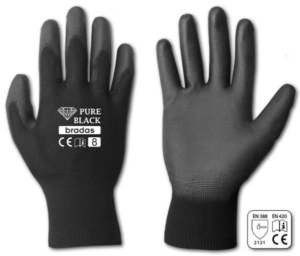 Sodo ir darbo pirštinės Bradas PURE BLACK, 7 dydis, 6 vnt. - 1