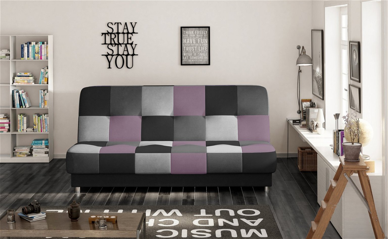 Sofa Cayo, pilka/violetinė