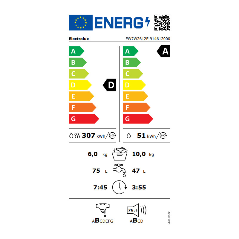 Skalbyklė - džiovyklė ELECTROLUX EW7W2612E, 10kg/6kg - 5