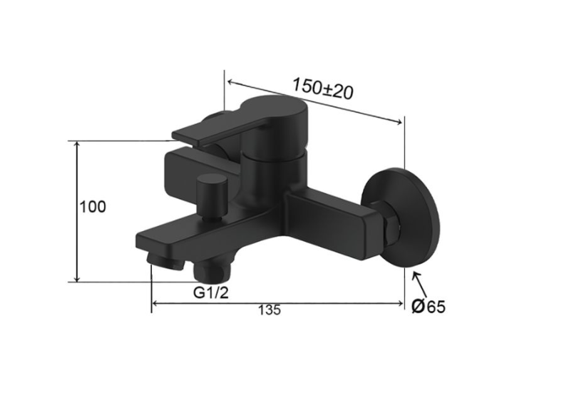 Vonios maišytuvas, AQUALINE SMART BLACK, su dušo sistema-1