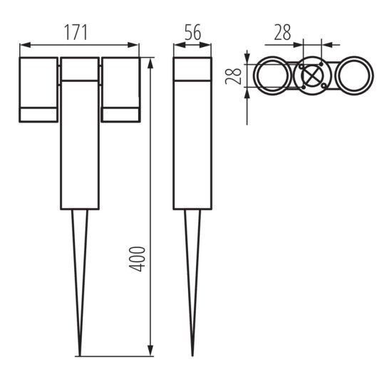 Įsmeigiamas lauko šviestuvas KANLUX USTI SP, IP54, 2xGU10 max 2x7W juodos sp 17,1x5,6x40cm - 4