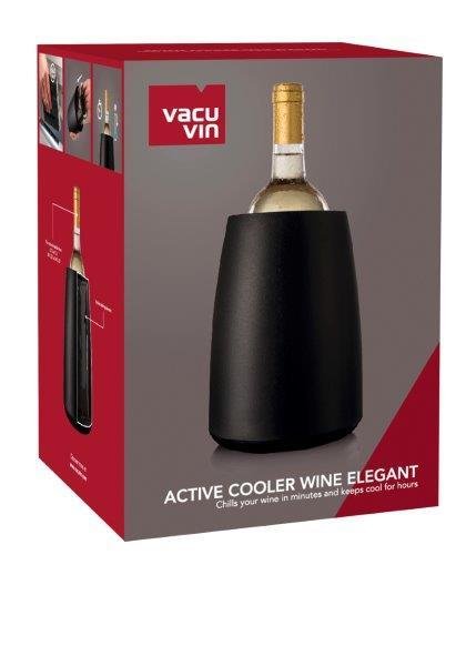 Vyno butelio šaldymo rankovė su indu Vacu Vin Elegant, juodos spalvos
