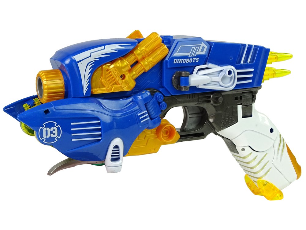 Transformeris dinozauras Dinobots 2in1 su šaudymo funkcija, mėlynas - 6