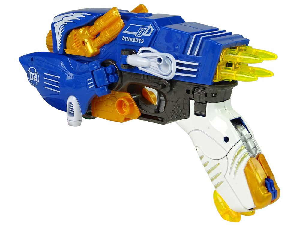 Transformeris dinozauras Dinobots 2in1 su šaudymo funkcija, mėlynas - 8