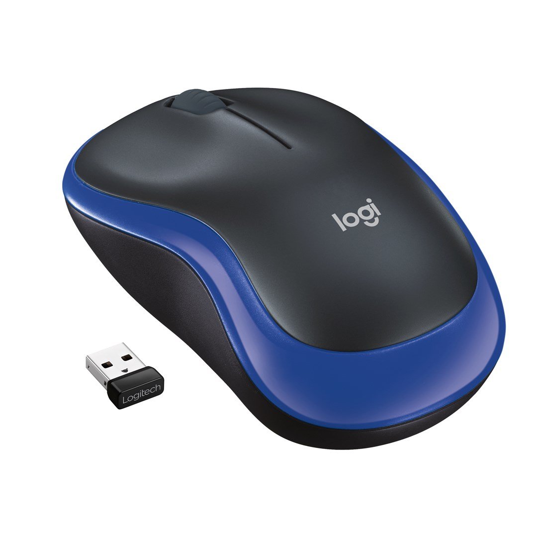 Kompiuterio pelė Logitech M185, mėlyna/juoda