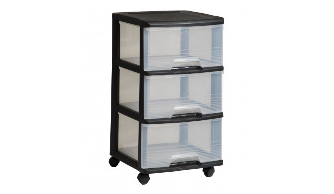 Komoda CURVER REGAL, 3 stalčių, juoda/skaidri, h61 x 39 x 37 cm-0