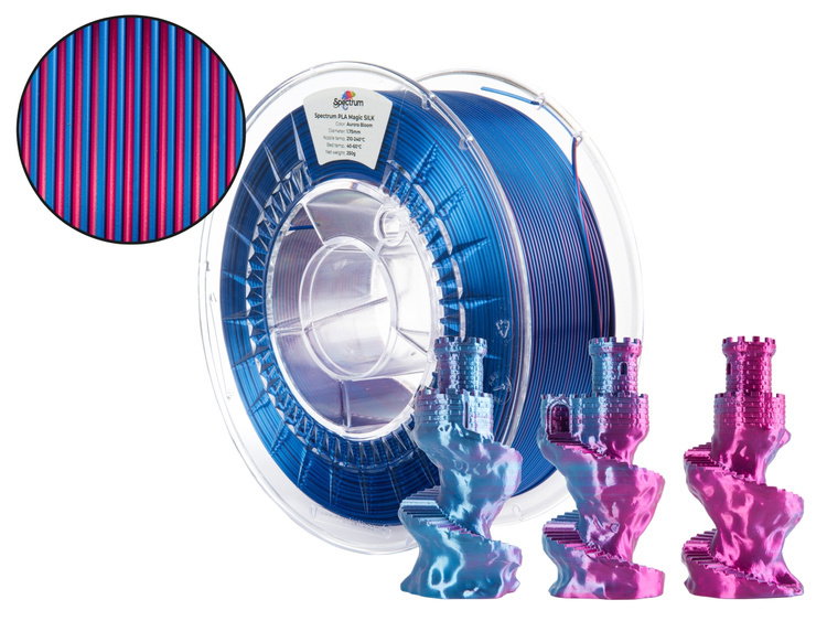 3D plastikas SPECTRUM PLA MAGIC SILK AURORA BLOOM, 1 kg-0