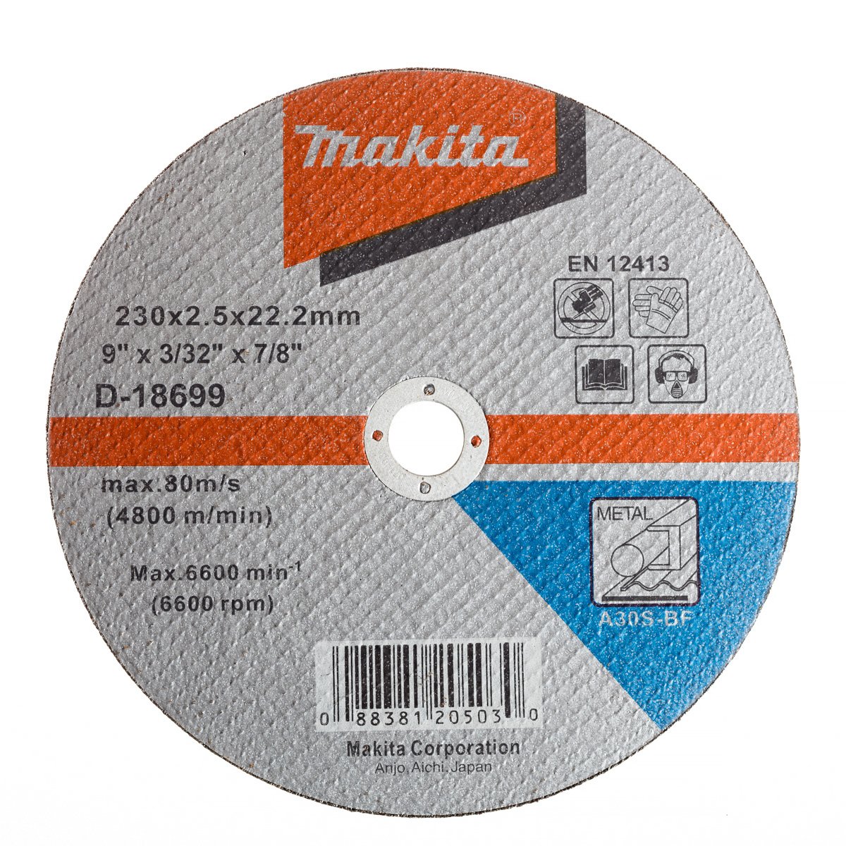 Metalo pjovimo diskas MAKITA, 230 x 2,5 mm, A30S
