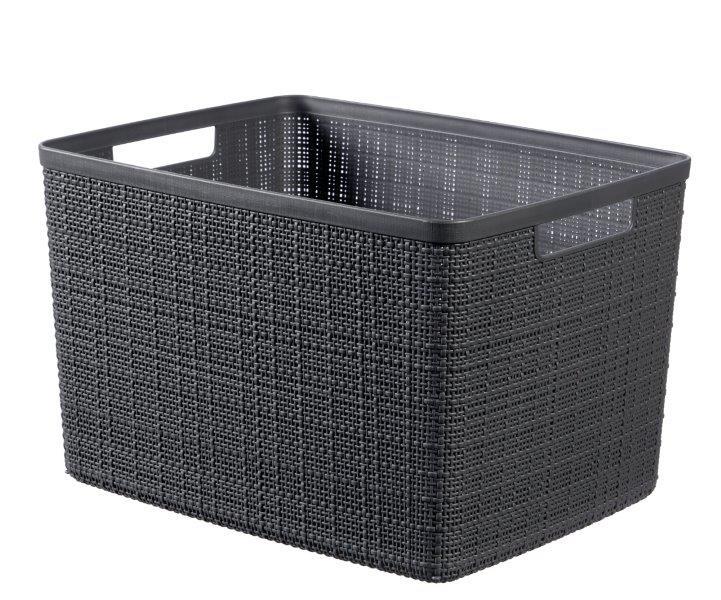 Plastikinis krepšelis CURVER Jute, pilkos sp., h23 x 36 x 28 cm, 20 L-0