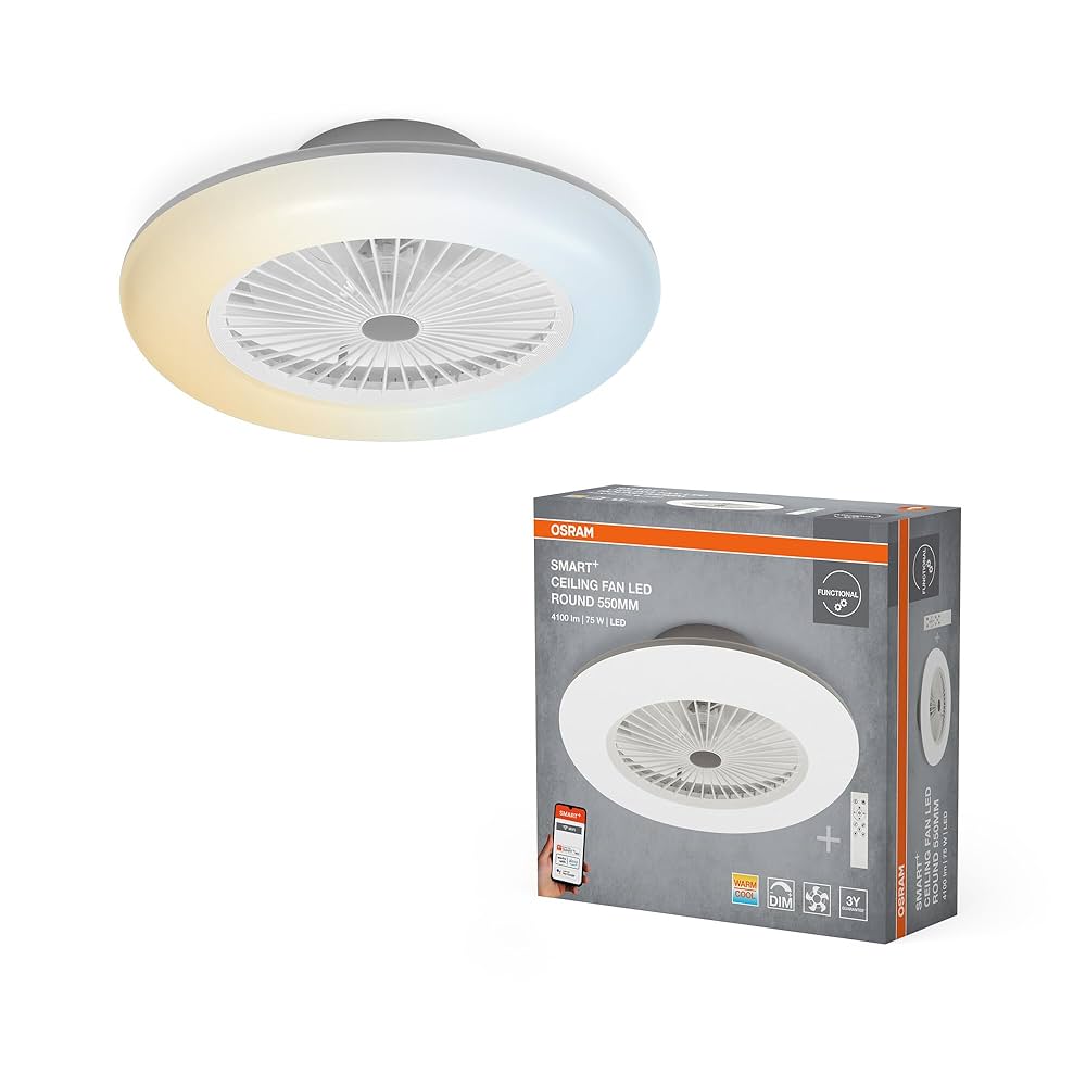 Išmanusis LED šviestuvas-ventiliatorius OSRAM SMART WIFI, 74W, 3000-6500K 3050lm, su pultu-0