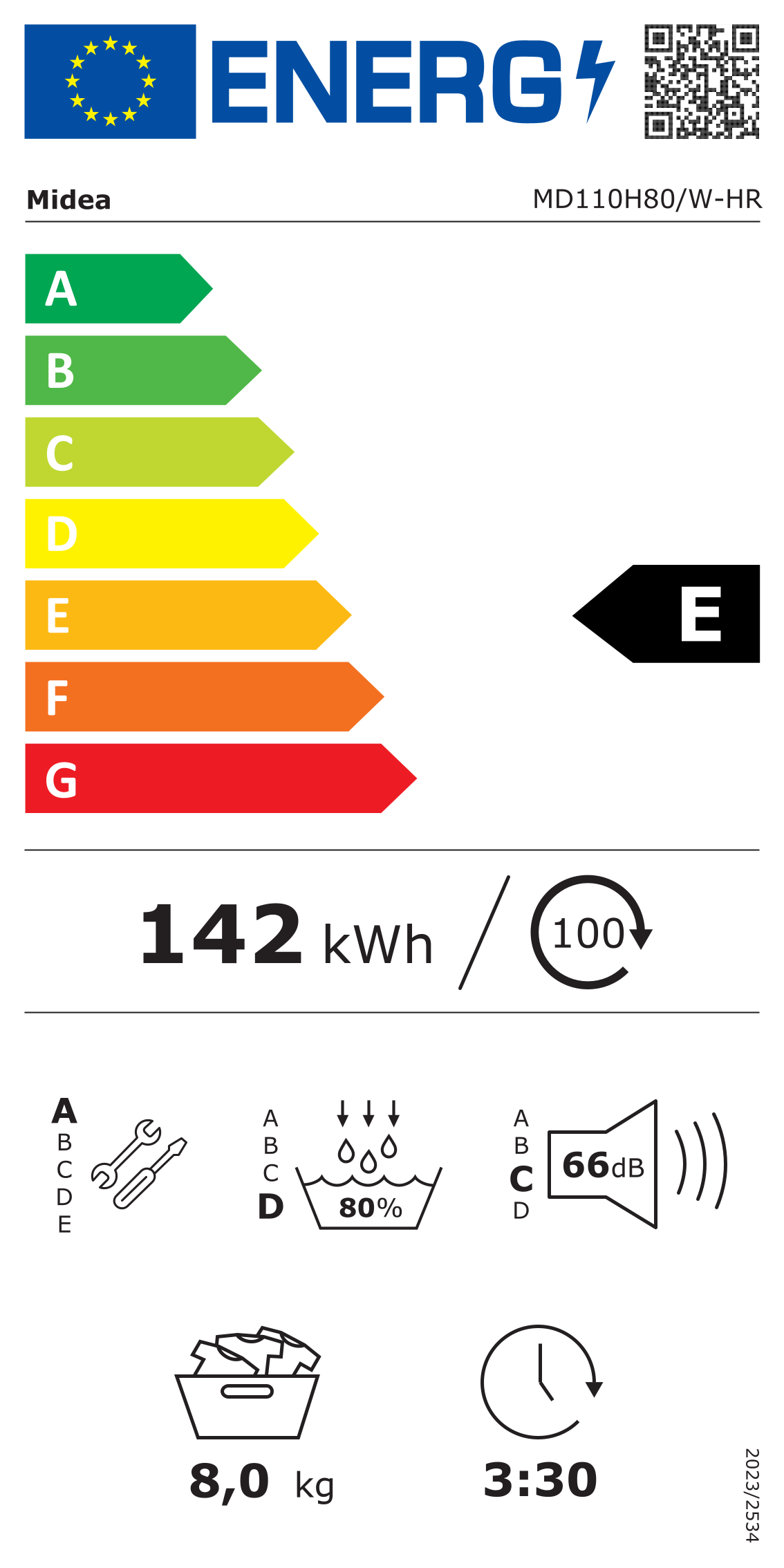 Džiovyklė Midea MD110H80/W-HR, 8 kg - 5