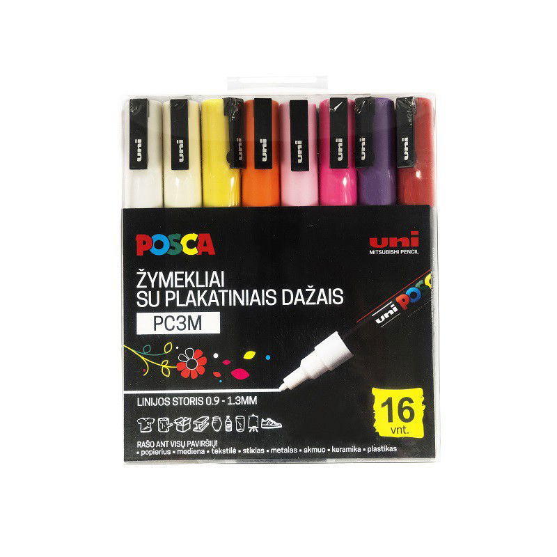 Markerių rinkinys POSCA PC3M, 16 vnt. - 1