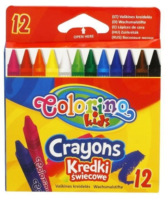 Vaškinės kreidelės COLORINO KIDS Crayons, 12 spalvų