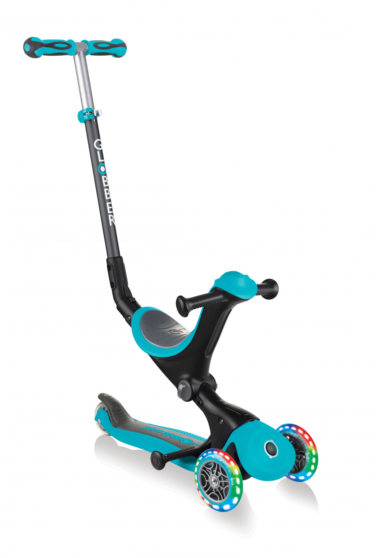 Paspirtukas GLOBBER Go Up Deluxe Lights, žalsvai mėlynos spalvos-0