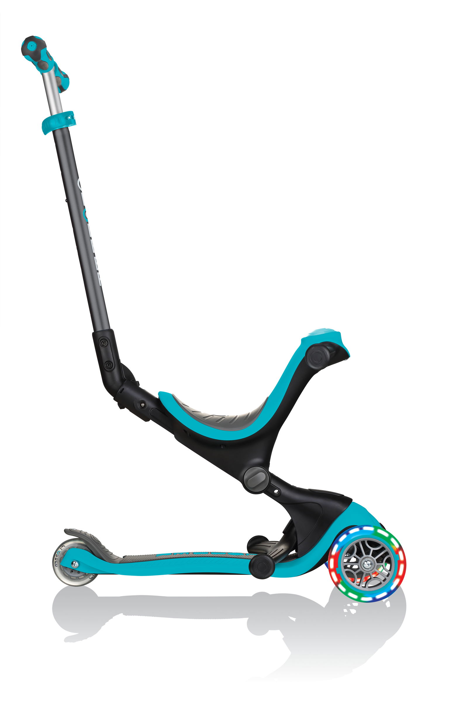 Paspirtukas GLOBBER Go Up Deluxe Lights, žalsvai mėlynos spalvos-1