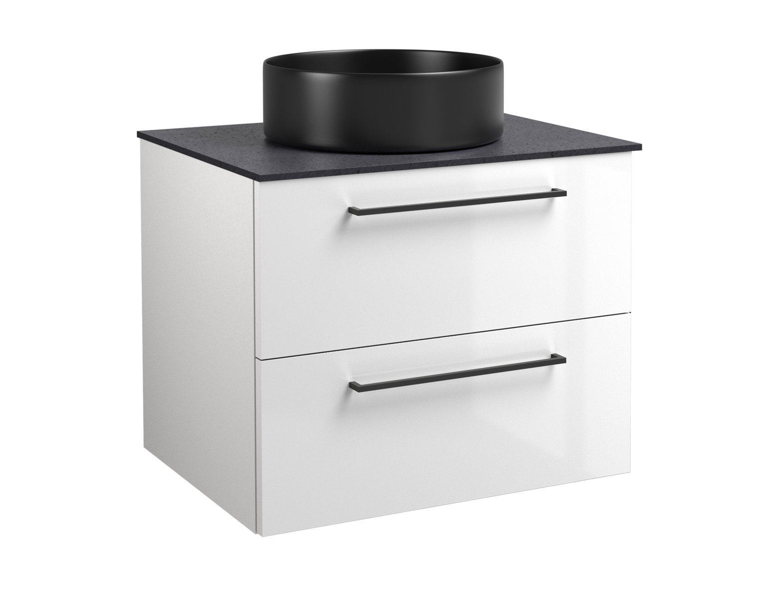Vonios spintelė RB BATHROOM LUNA 61 x 50 x 46,5 cm, baltos sp., su juodu HPL stalviršiu-0