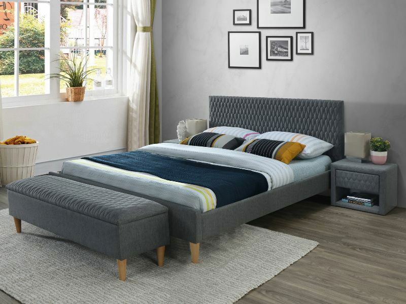 Lova su grotelėmis AZURRO 140x200 cm, pilka-0