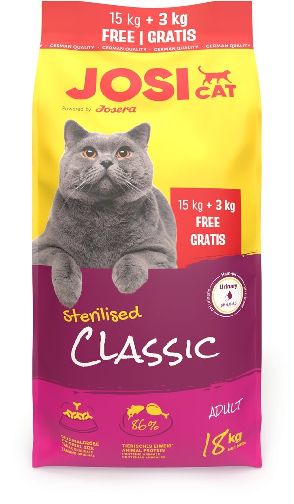 Sausas kačių ėdalas JOSICAT Sterilised Classic, 15 +, 3 kg