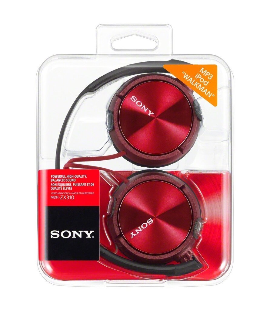 Laidinės ausinės Sony MDR-ZX310, raudona sp.-1