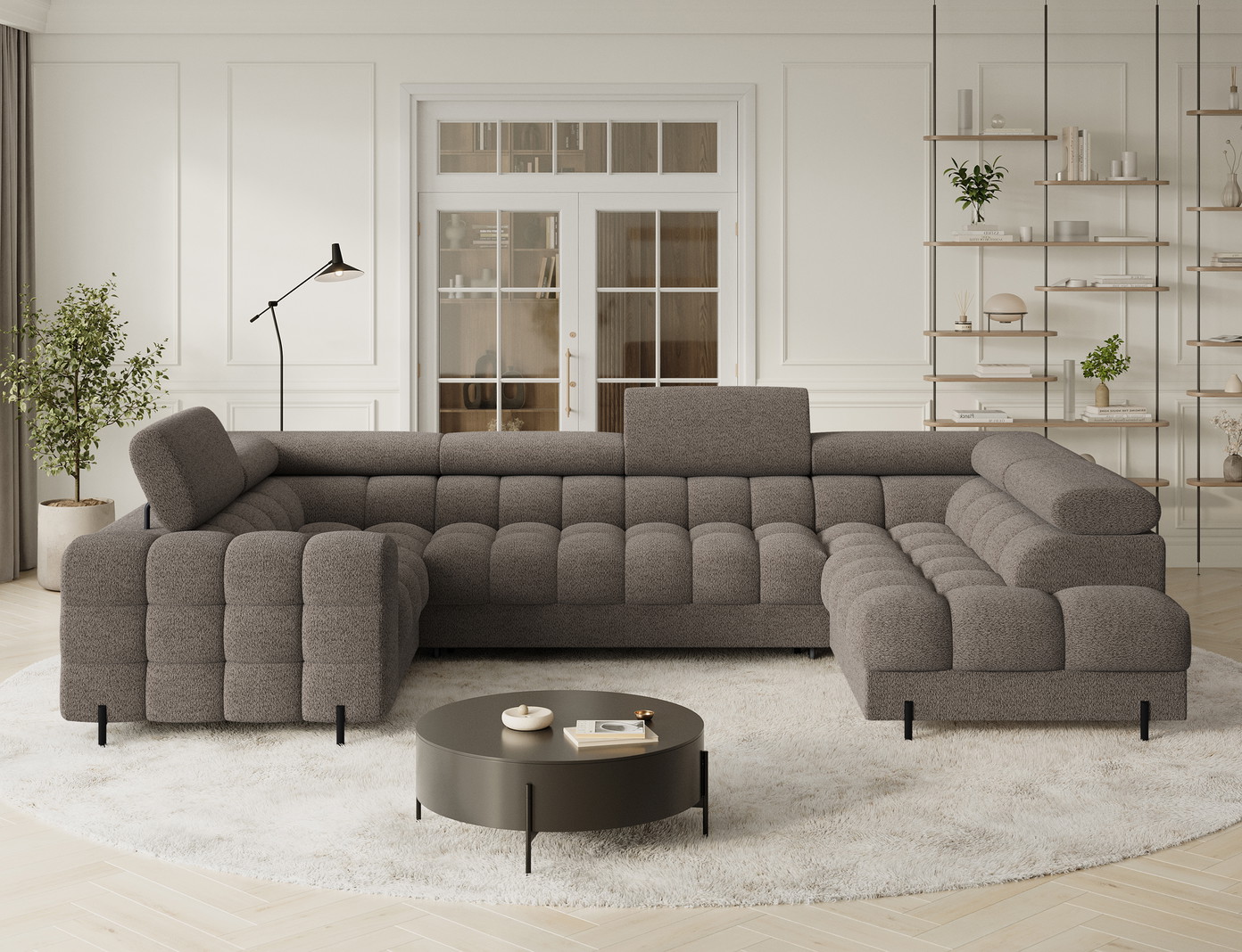 Kampinė sofa Fectory, ruda sp., 205 x 346 cm x 93 cm - 2