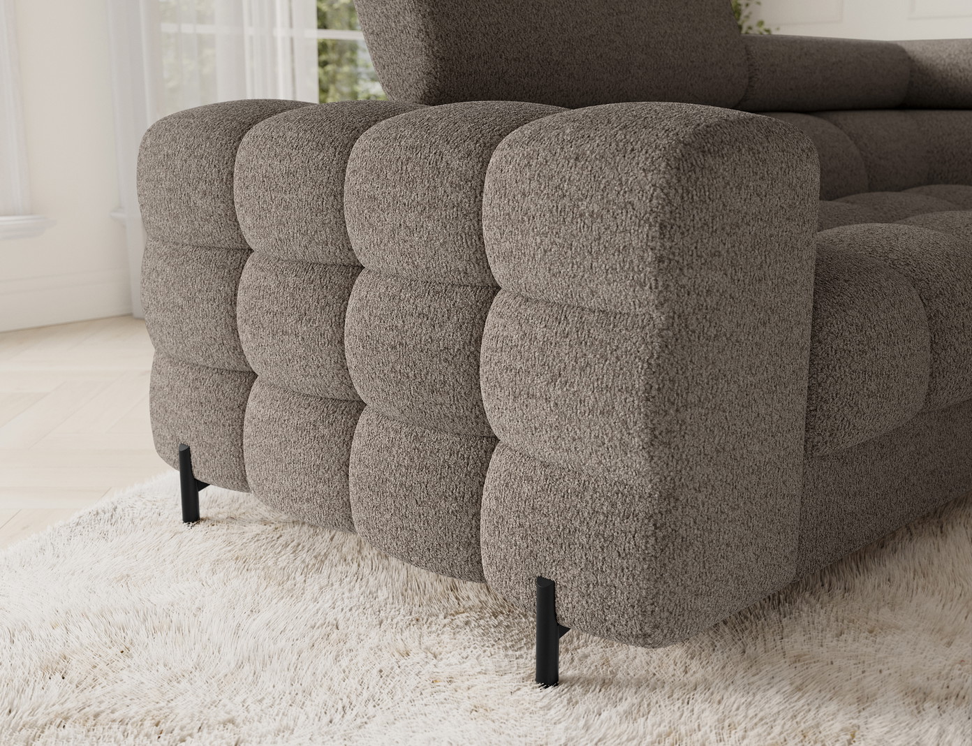 Kampinė sofa Fectory, ruda sp., 205 x 346 cm x 93 cm - 7