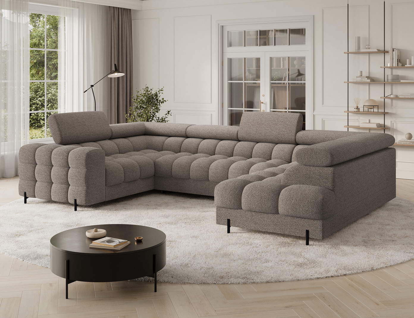 Kampinė sofa Fectory, ruda sp., 205 x 346 cm x 93 cm - 4