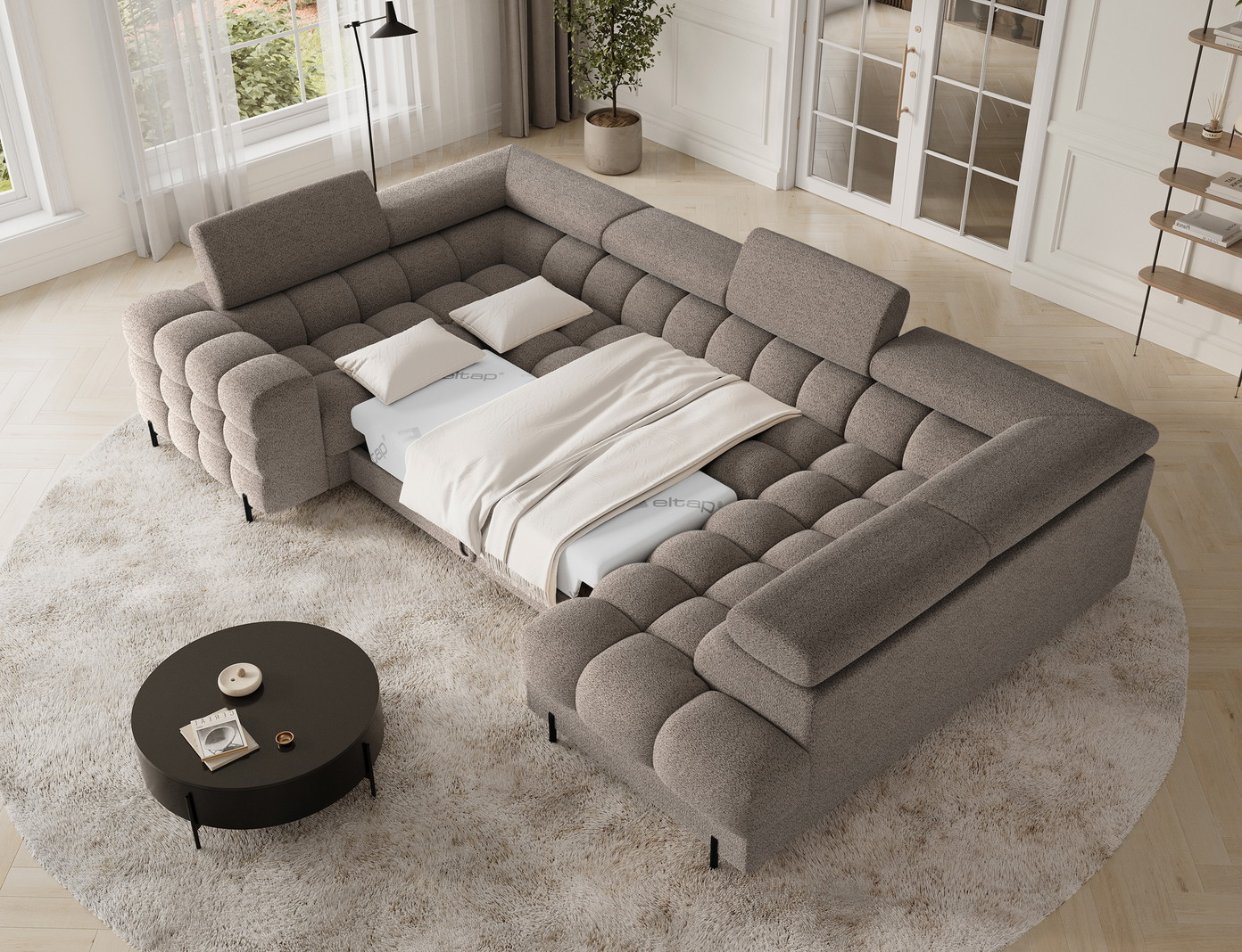 Kampinė sofa Fectory, ruda sp., 205 x 346 cm x 93 cm - 5