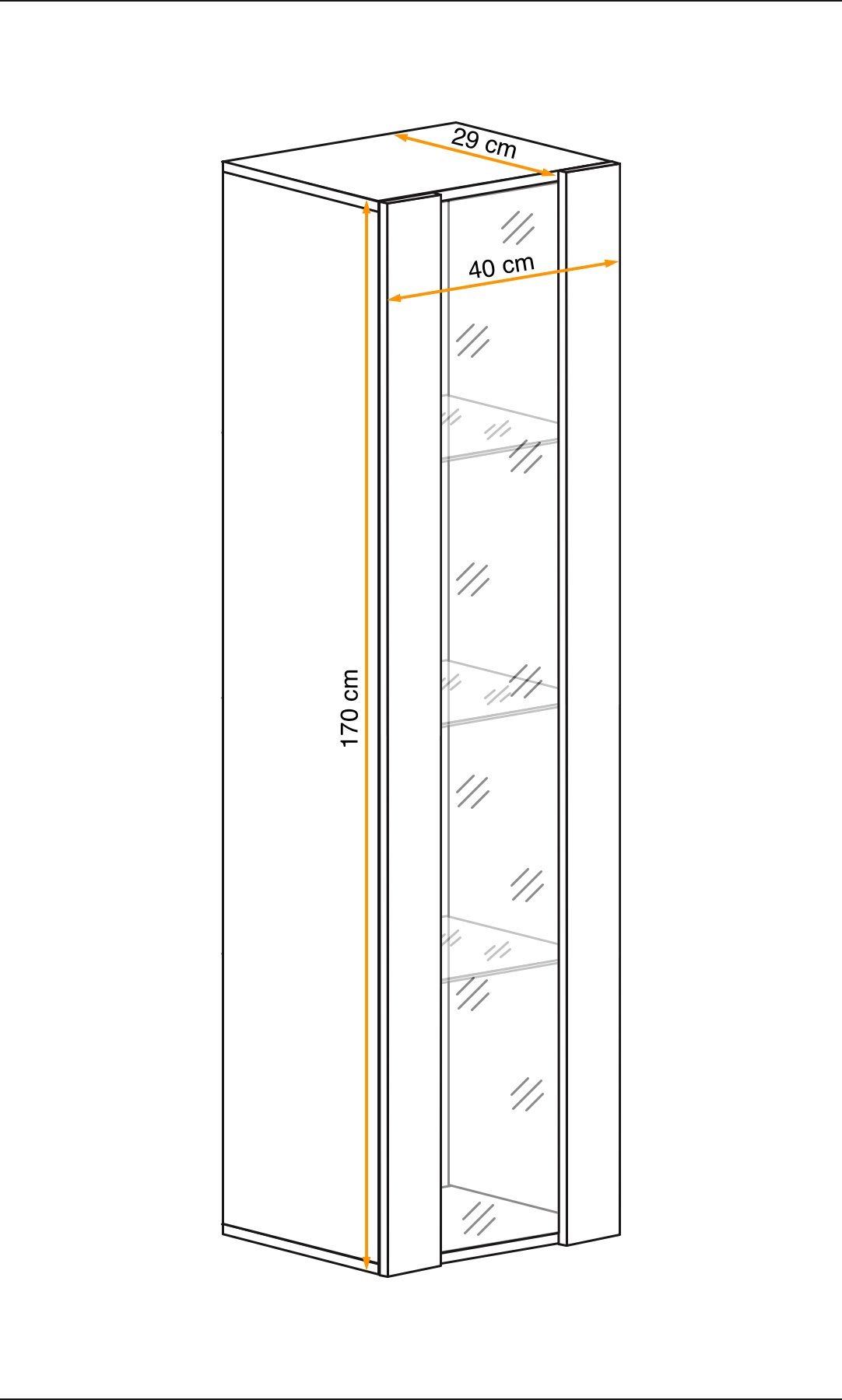 Pakabinama vitrina-spintelė su LED apšvietimu Fly 41, juoda - 7