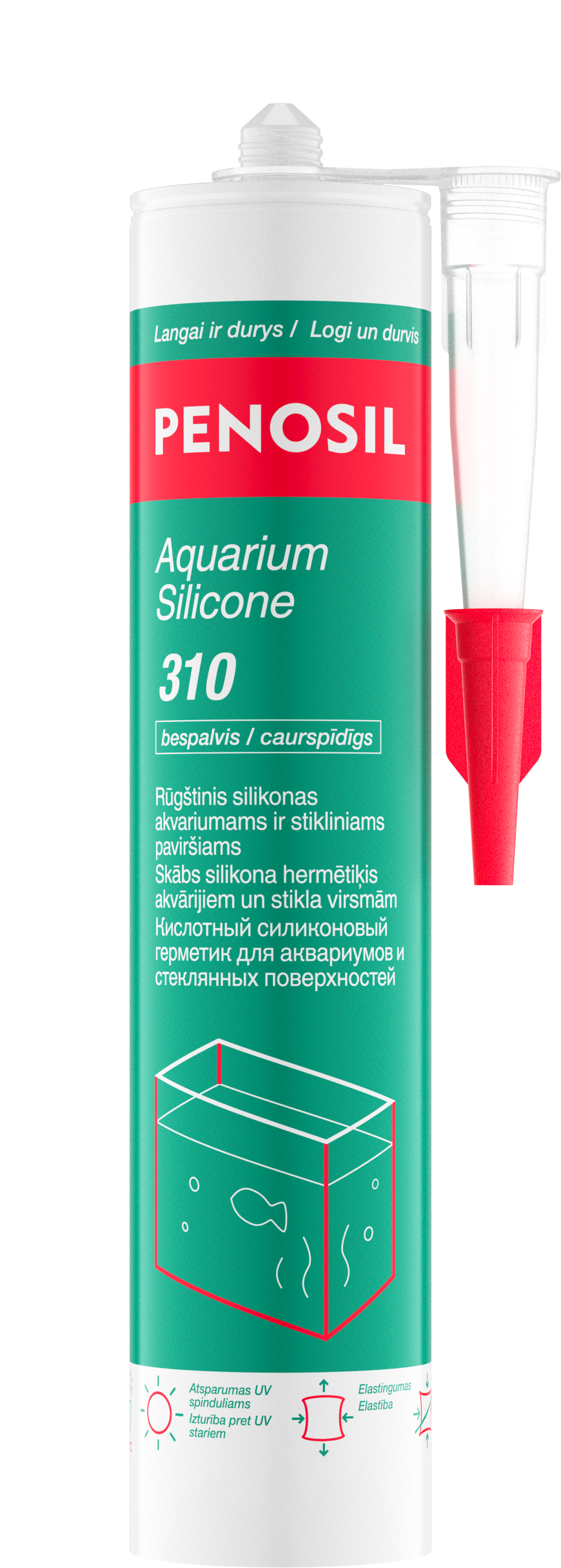 Neutralus silikonas akvariumams PENOSIL Aquarium Silicone 310, bespalvis, 300ml