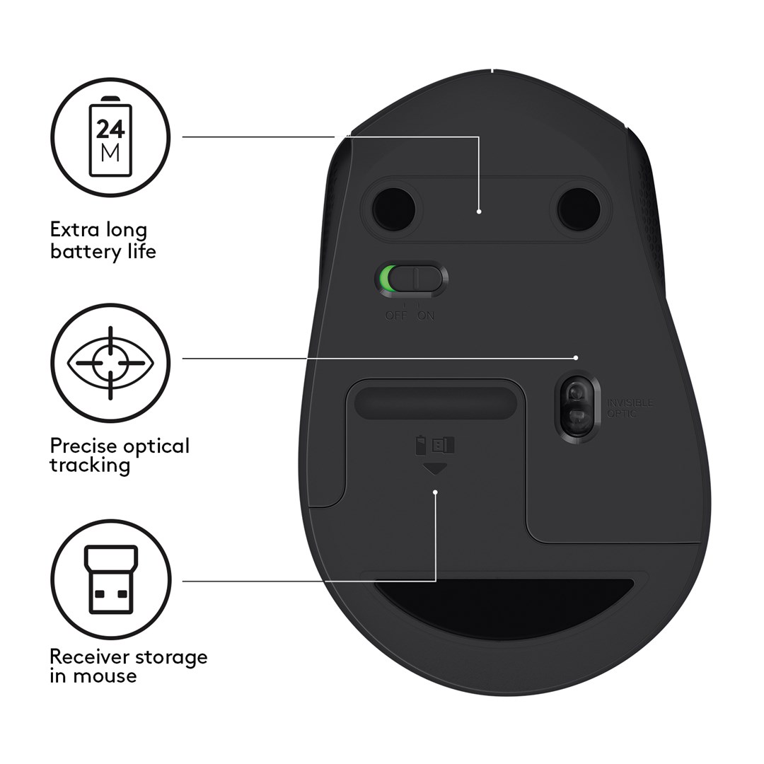 Kompiuterio pelė Logitech M330 Silent, juoda - 3