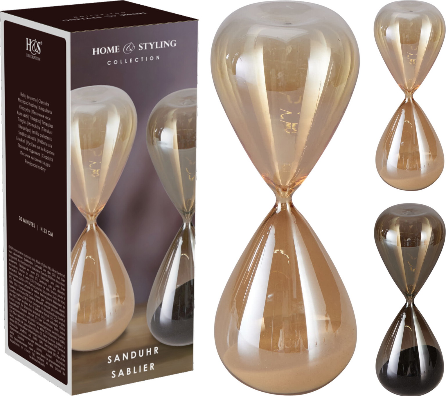 Namų dekoracija - laikrodis SAND GLASS, 2 rūšių, 23 cm, 1 vnt-0