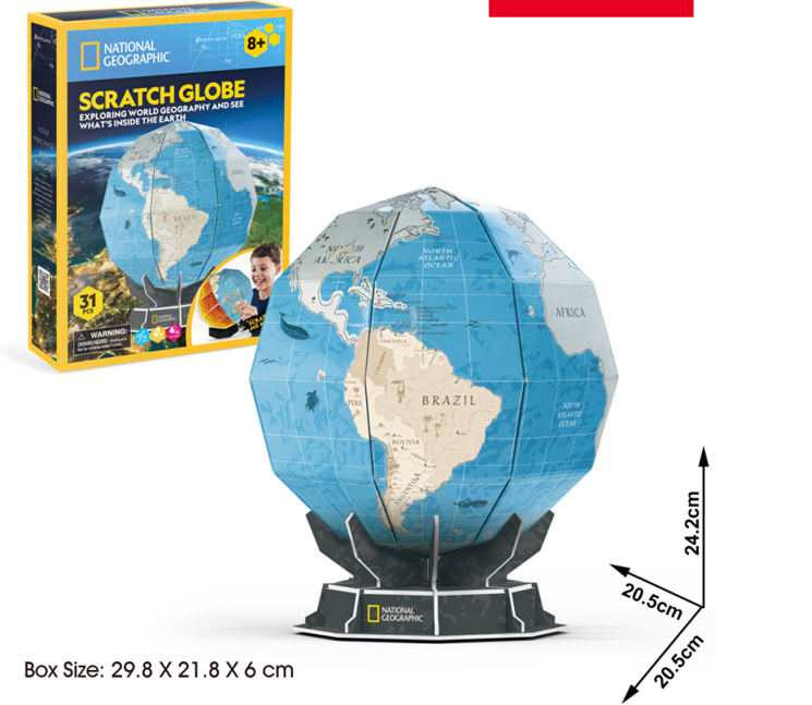 3D CUBICFUN dėlionė Scratch Globe-0