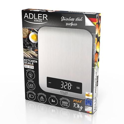 Elektroninės virtuvinės svarstyklės Adler AD 3174, sidabro-1