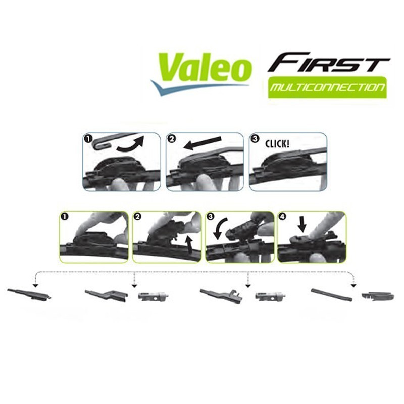 Automobilinis valytuvas be rėmo VALEO First Multiconnection, 38 cm - 2