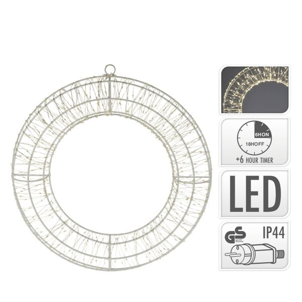 Elektrinė LED dekoracija ŽIEDAS, IP44, 480 LED, šiltai baltos sp, 6/18val. laikmatis ø38cm-1
