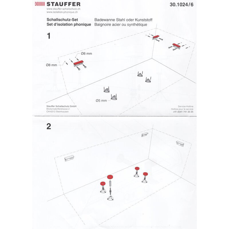 Garso izoliacijos ir kojų komplektas vonioms STAUFFER 30.1026 - 2