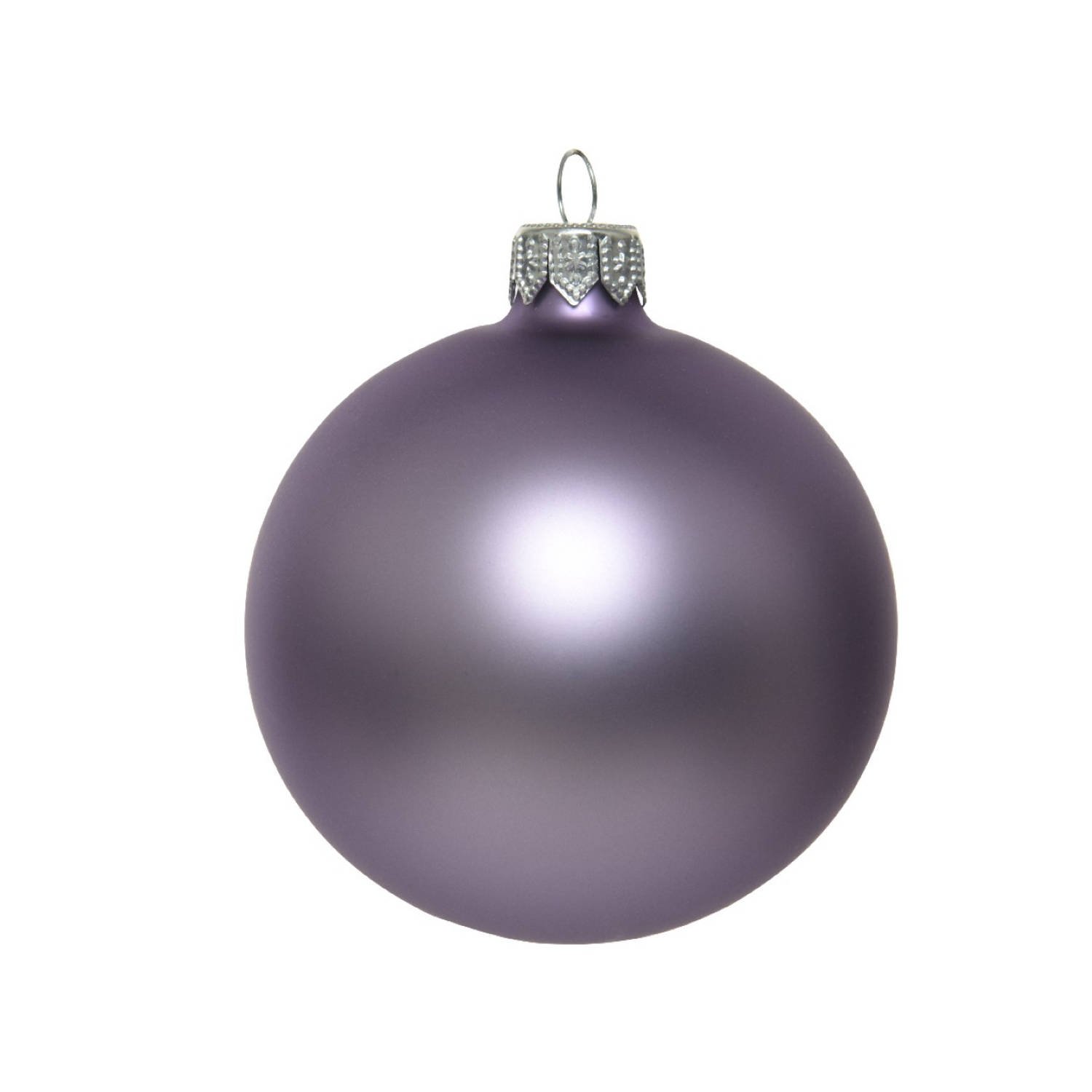 Kalėdinių eglės žaisliukų rinkinys GLASS MATT, violetinės sp., 8 cm, 6 vnt.