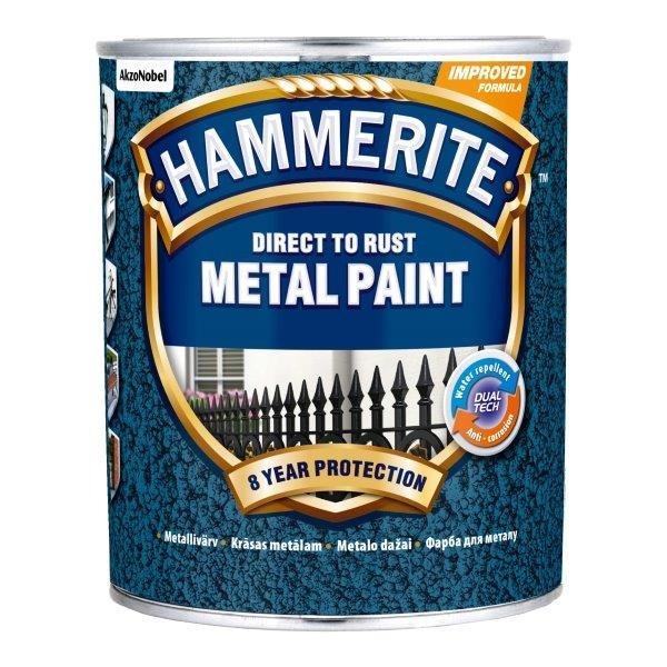 Metalo dažai HAMMERITE HAMMERED FINISH, tamsiai žalios sp., 750 ml