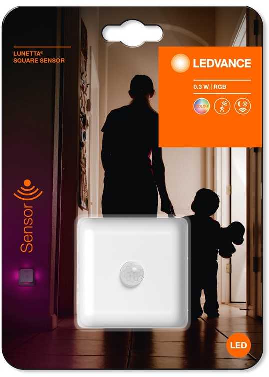 Naktinis LED šviestuvas į rozetę OSRAM LUNETTA SQUARE SENSOR, 0,3W RGB, su judesio davikliu - 3