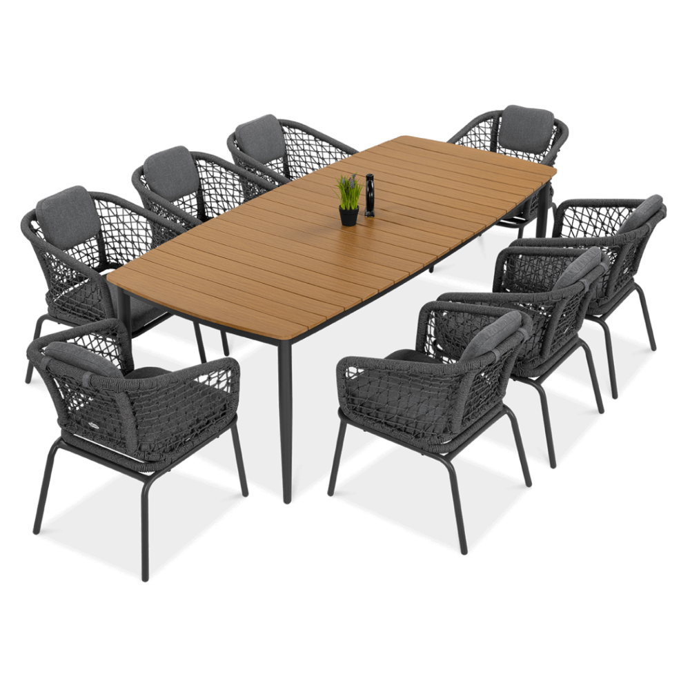 Lauko baldų komplektas ROMA DINNING 8+1, Dark Grey - 1