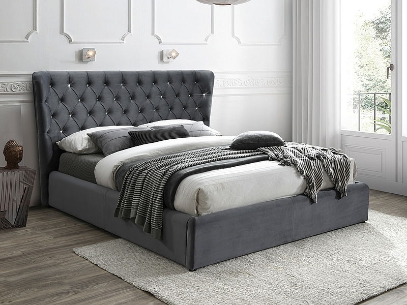 Lova su grotelėmis CARVEN 160 x 200 cm, pilka-0