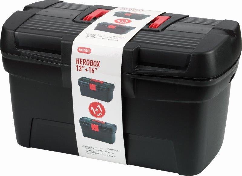Darbo įrankių dėžė CURVER Herobox, 39,6 x 23,1 x 22,1 cm, komplekte papildoma dėžė